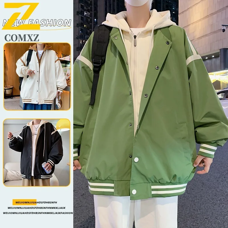 

COMXZ 2025 Мужская и женская повседневная куртка, уличная универсальная ветровка для пар, молодежное модное пальто, модный уличный стиль