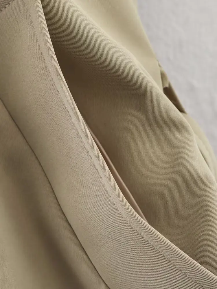 KONDALA 2025 الربيع الكاكي امرأة عادية قصيرة الرياح معاطف مستقيم الزنانير الشارع الشهير معطف أزرار موضة خمر Mujer خندق