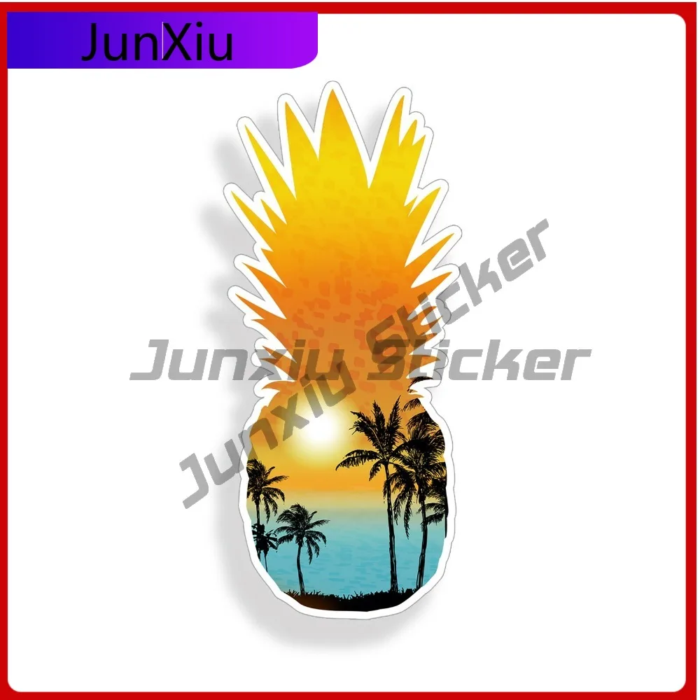 

Sunset Pineapple Sticker Palm tree Beach Vehicle Decal Cute Waterproof Vinyl Accessory Car Laptop Window Bumper