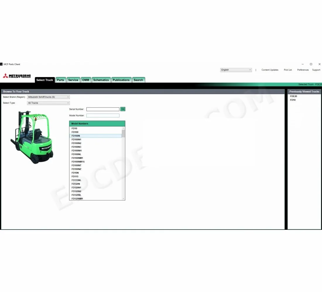 

АвтоDVD ForkLift Trucks 2024 (MCFE) для каталога запасных частей Mitsubishi
