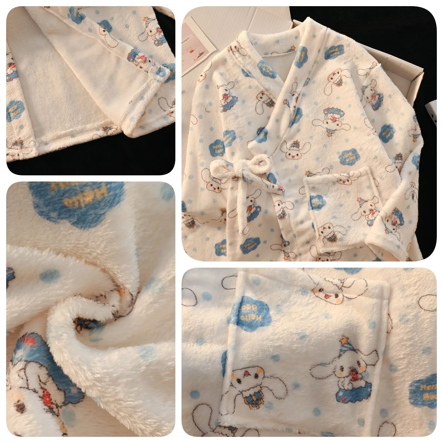 أنيمي كيتي الأطفال ليلة رداء Kawaii الفتيات موضة طباعة أفخم الوالدين والطفل أربعة مواسم البشكير الكورية الكرتون ملابس المنزل