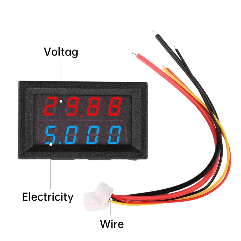 DC 0-100V 10A Digital Voltmeter Ammeter Dual Display Voltage Detector Current Meter Panel Amp Volt Gauge 028 Red Blue Led I250382869