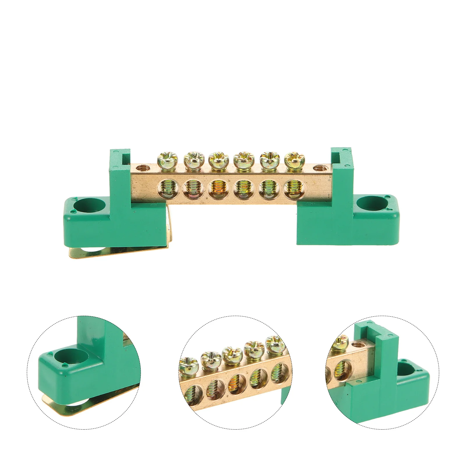 

2pcs Copper Ground Bar Kit 6 Terminal Positions Heavy Duty Durable Conductivity Secure Connection For Power Distribution Panel