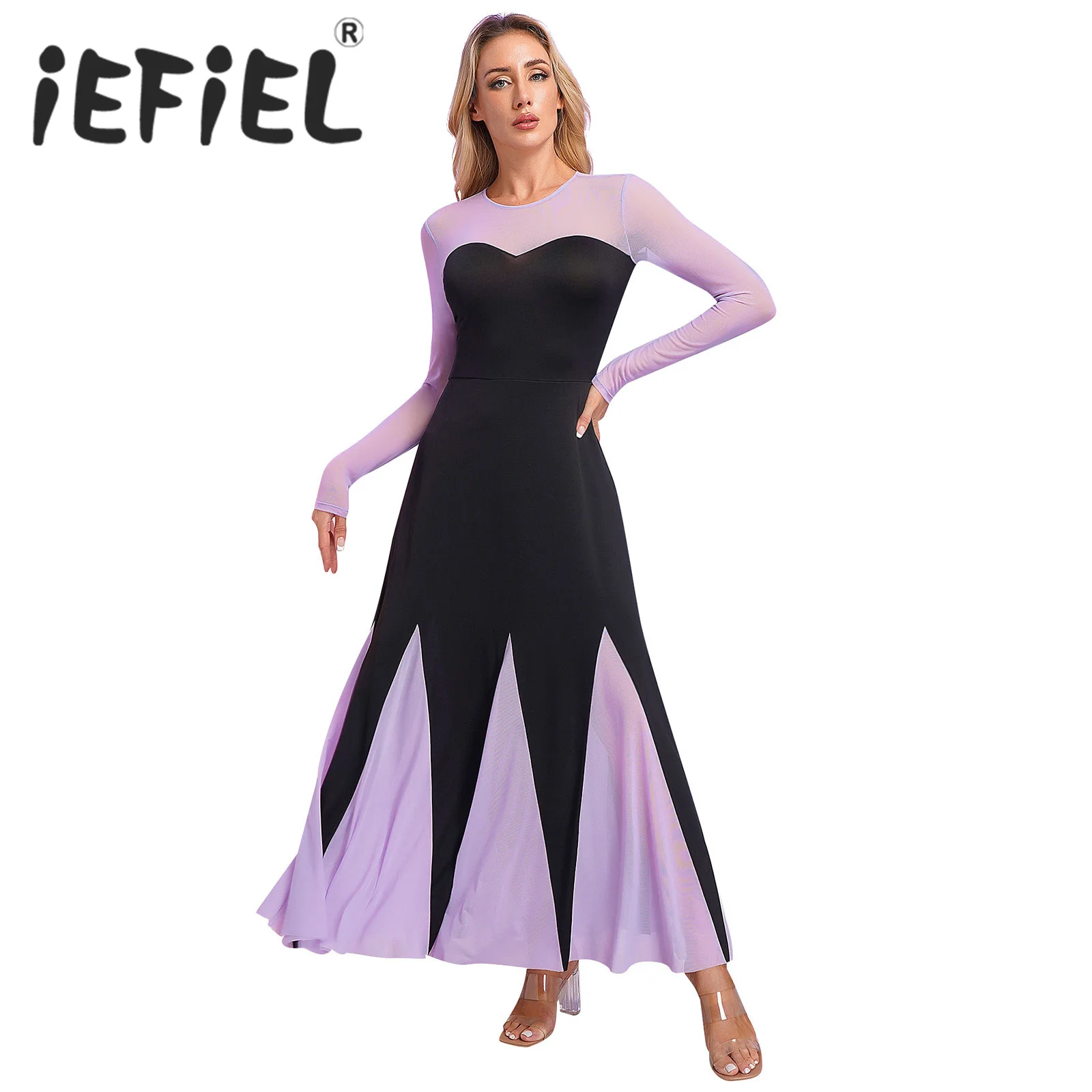 Women Ursula Costume Halloween Mermaid Cosplay Maxi Dress Sweetheart Long Sleeve A-Line Dress for Carnival Themed Party Roleplay