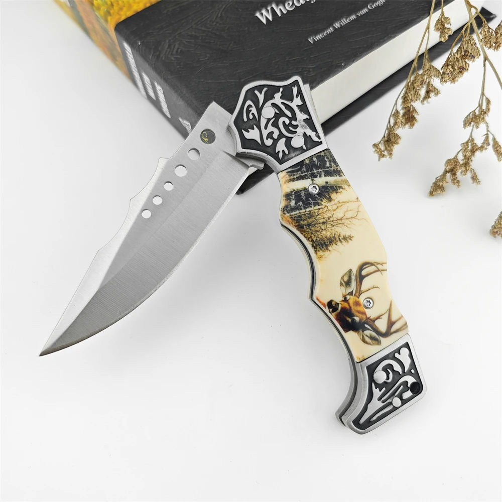 Outdoor Tactical New Pocket Folding Knife 5Cr13Mov Blade ABS Sika Deer Pattern Handle High Hardness EDC Tools Hunting Knives