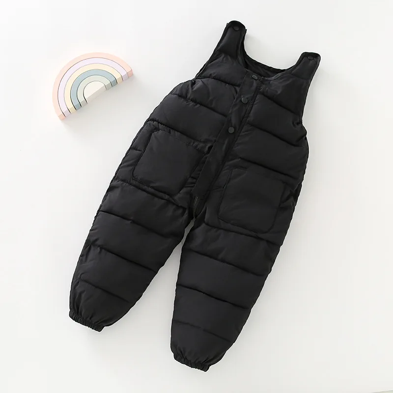 Boys Down Overalls Children Ski Sweatpants Baby Outside Jumpsuit Winter Girls Waterproof Romper Kids Thick Warm Windproof Clothe