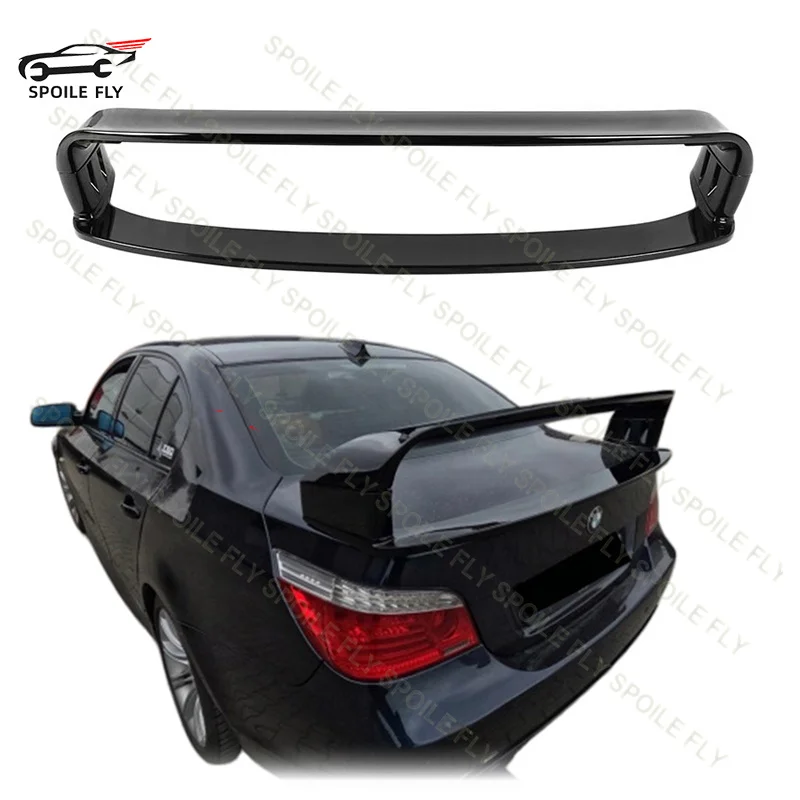 For BMW 5 Series E60 518i 520i 525i 530i 535i 550i 520d 525d 530d 2004 To 2009 4/Pcs GT Style Rear Big Spoiler Wing Glossy Black