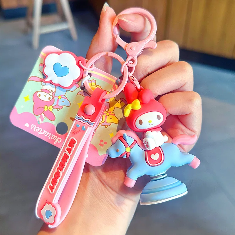 Cute Sanrio My Melody Keychain Kuromi Cinnamoroll Pochacco Anime Cartoon Car Key Ring Girl Bag Pendant Ornaments for Kids Gift