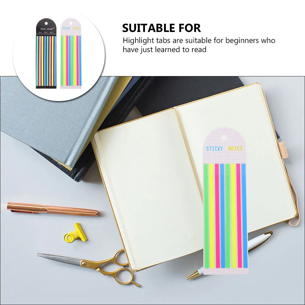 

2 Books Colored Sticky Tabs Transparent Highlighter Strips for Reading Note Taking Page Markers Annotation Supplies