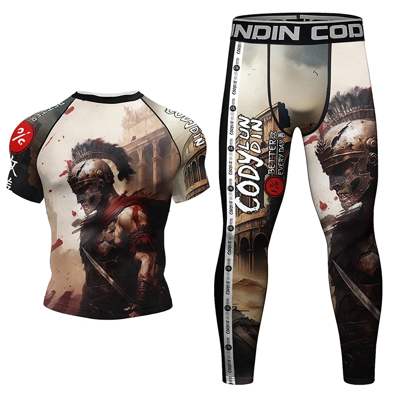 Mma Clothing Man Rashguard T-shirt+Pants Sets  Rash Guard Jiu jitsu MMA Compression Shirt+Shorts Bjj Boxing Jerseys Sport Suits