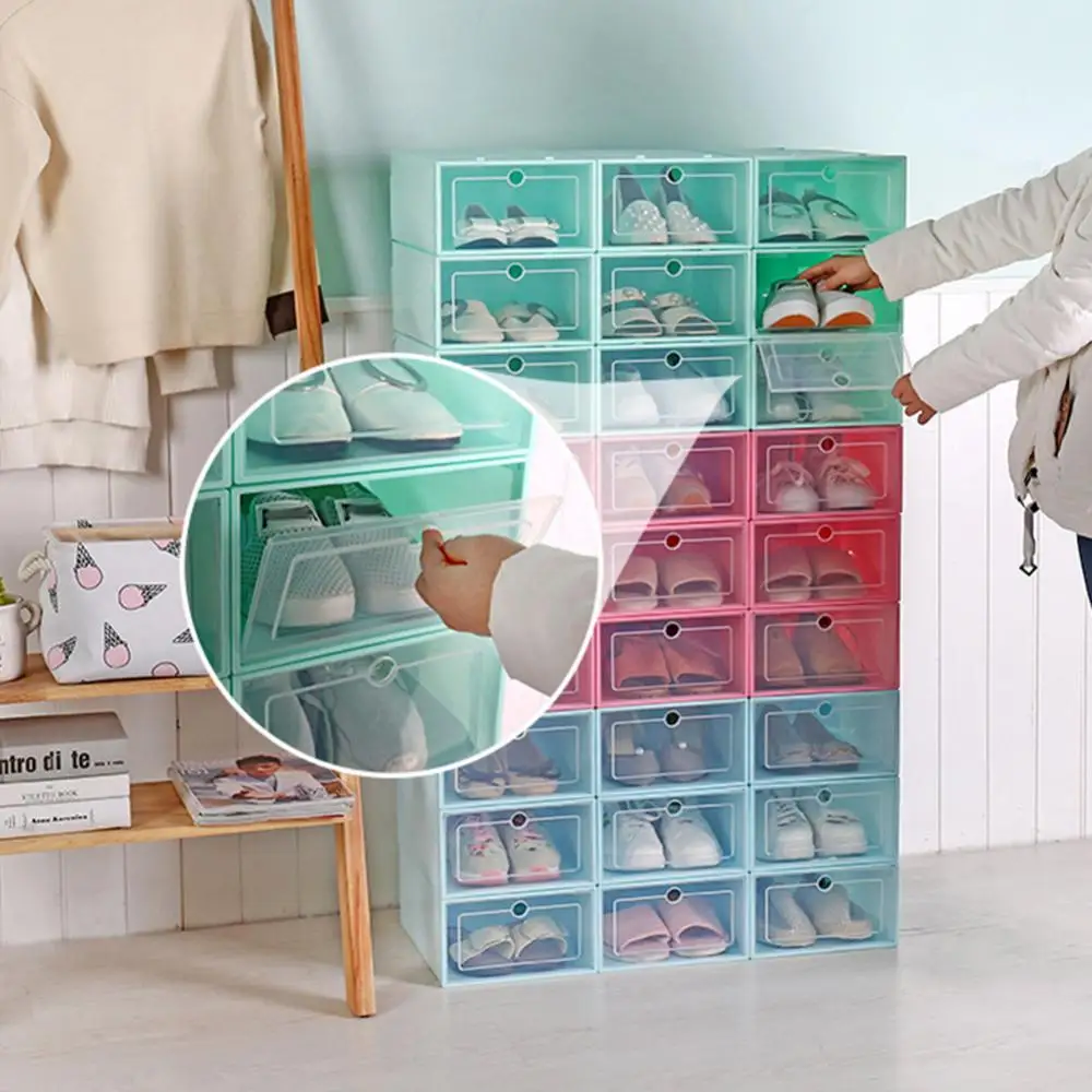 Storage Transparent Shoes Drawer Case Stackable Sundries Box Rack Organizer