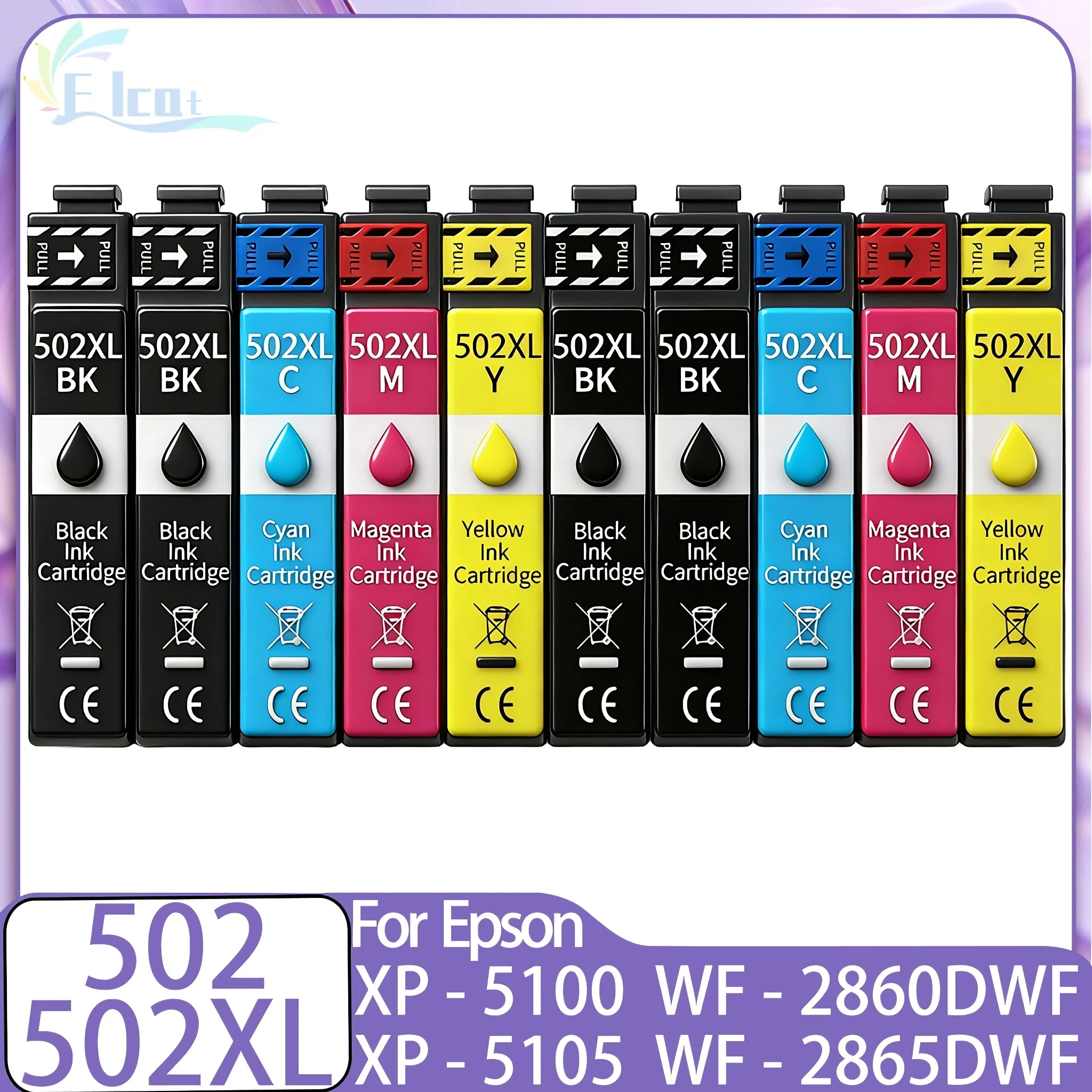 502 502XL Ink Cartridge For Epson T502XL Compatible For Epson Expression Home XP-5100 XP-5105 WorkForce WF-2860 WF-2865 Printer