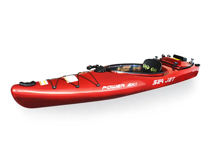 دواسة صيد بمقعد واحد كاياك للبالغين مع محرك رباعي الأشواط ومجداف من الألياف الزجاجية هيكل من مادة البولي ايثيلين وLLDPE بطول 4 أمتار #2