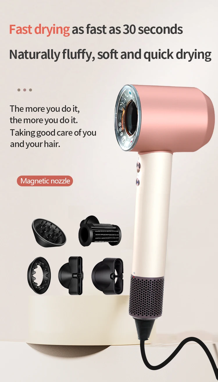 

Hair Dryer, High-Speed Ionic Low Noise Blow Dryer with Brushless Motor for Fast Drying, Thermo-Control Quiet Compact Hair Blow Dryer