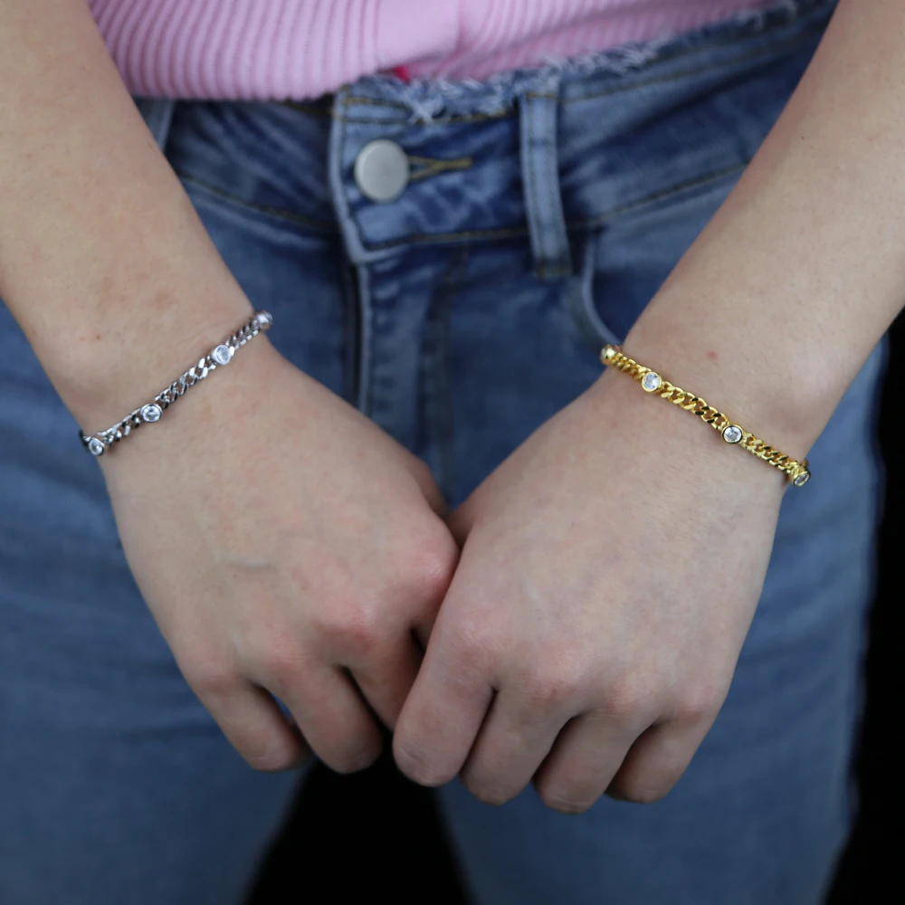 جديد عصري الكوبية سلسلة سوار مع تشيكوسلوفاكيا معبد سحر كلاسيكي الذهب والفضة اللون الهيب هوب الشرير سوار للرجال النساء المجوهرات هدية #5