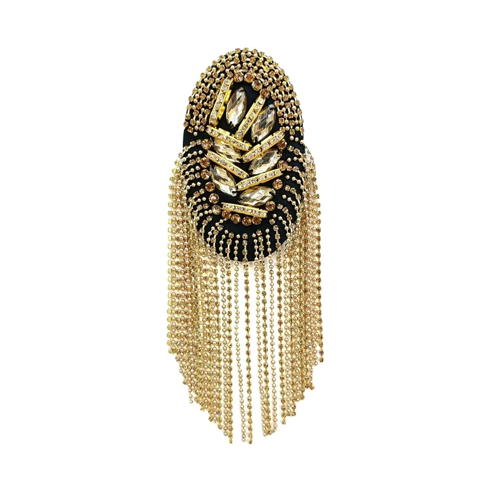 New Long Chain Shoulder Tassel Epaulet Detachable Rhinestone Shoulder Epaulettes Brooch Clothing Accessories