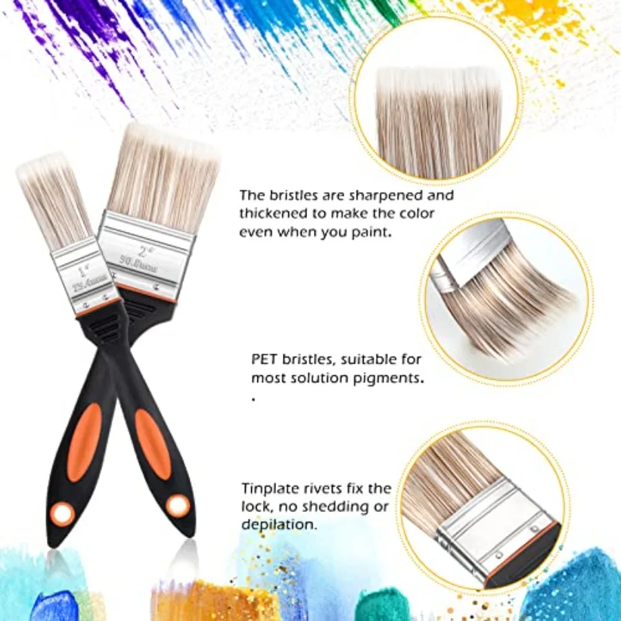 طقم سكاكين رسم مكون من 5 قطع مع فرشاة خلاط خلفية وفرشاة فنان لخلاط المروحة وسكاكين من الفولاذ المقاوم للصدأ مقاس 2 بوصة