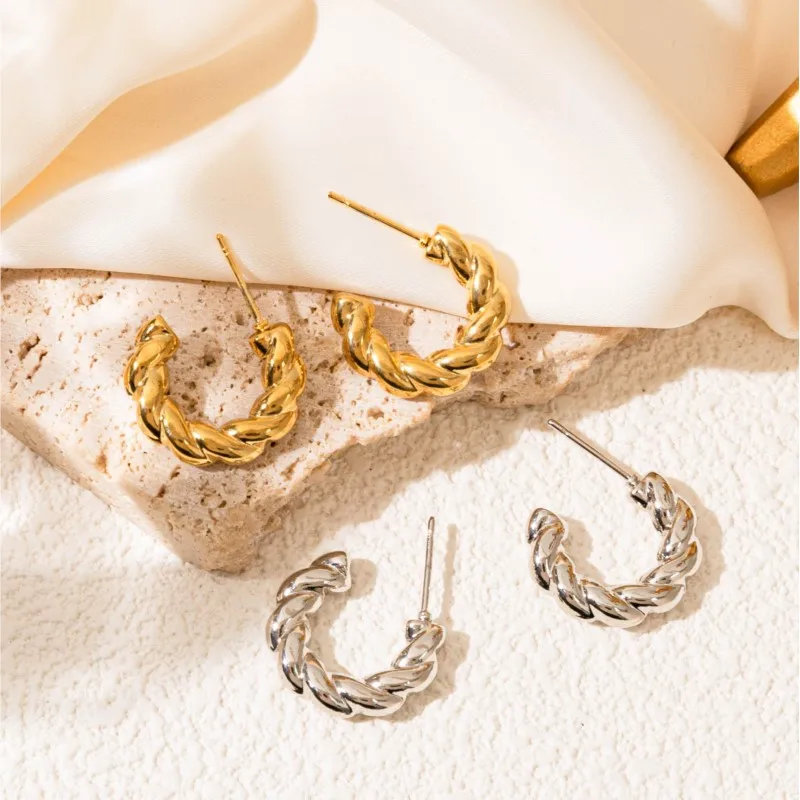 ANENJERY 316L Stainless Steel U-shaped and C-shaped Earrings for Women Fashion Personality Simple Jewelry Gifts Wholesale