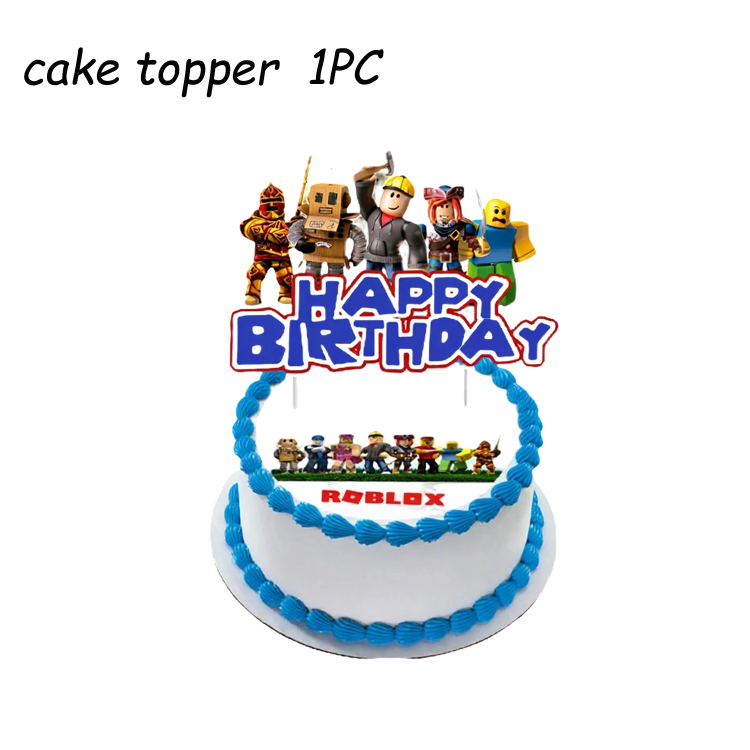 Roblox حفلة عيد ميلاد كعكة توبر كب كيك توبر مجموعات استحمام الطفل للأطفال حفلة عيد ميلاد زينة لوازم الهدايا #3