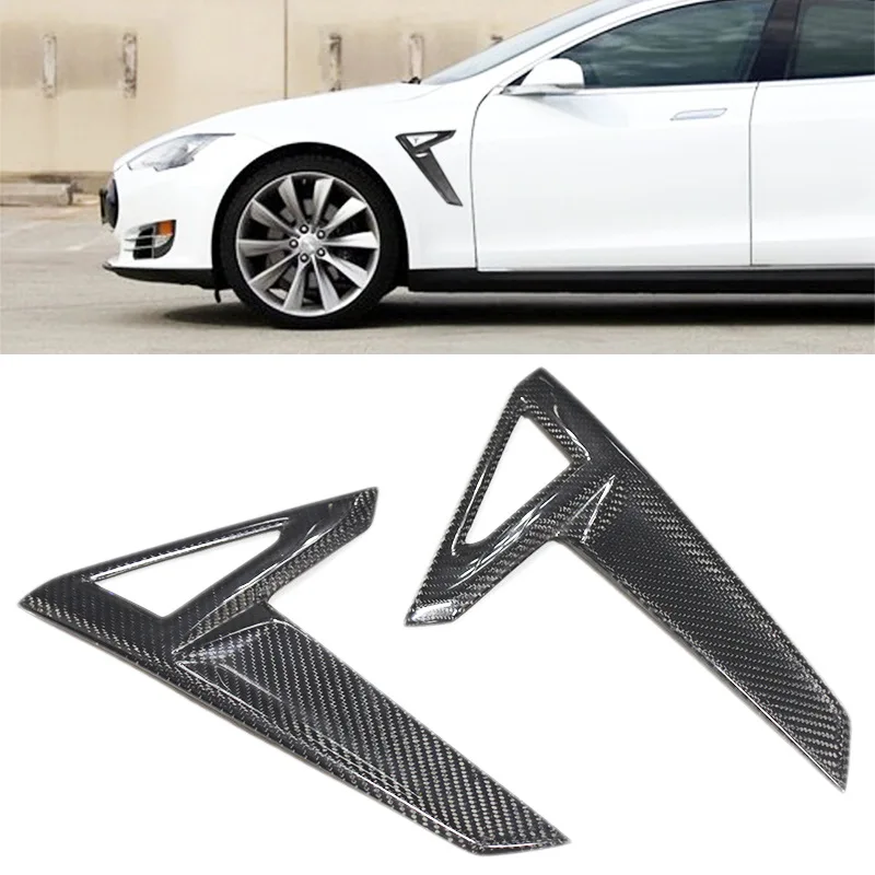 For Tesla Model S Carbon Fiber Modification Command Lampshade Side Air Vent Small Wind Blade Car Accessories