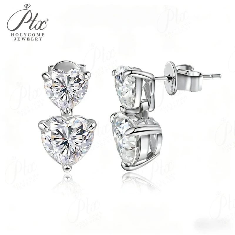 

3ct/6ct D Color VVS1 Heart Moissanite Earrings S925 White Gold Yellow Gold Valentines Day Anniversary Gift for Her