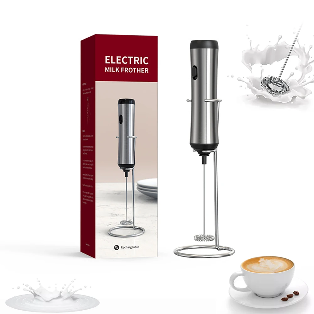 

Viboelos Electric Milk Frother USB Rechargeable Handheld Mini Foamer Egg Beater Drink Whisk for Coffee Cappuccino Hot Chocolate