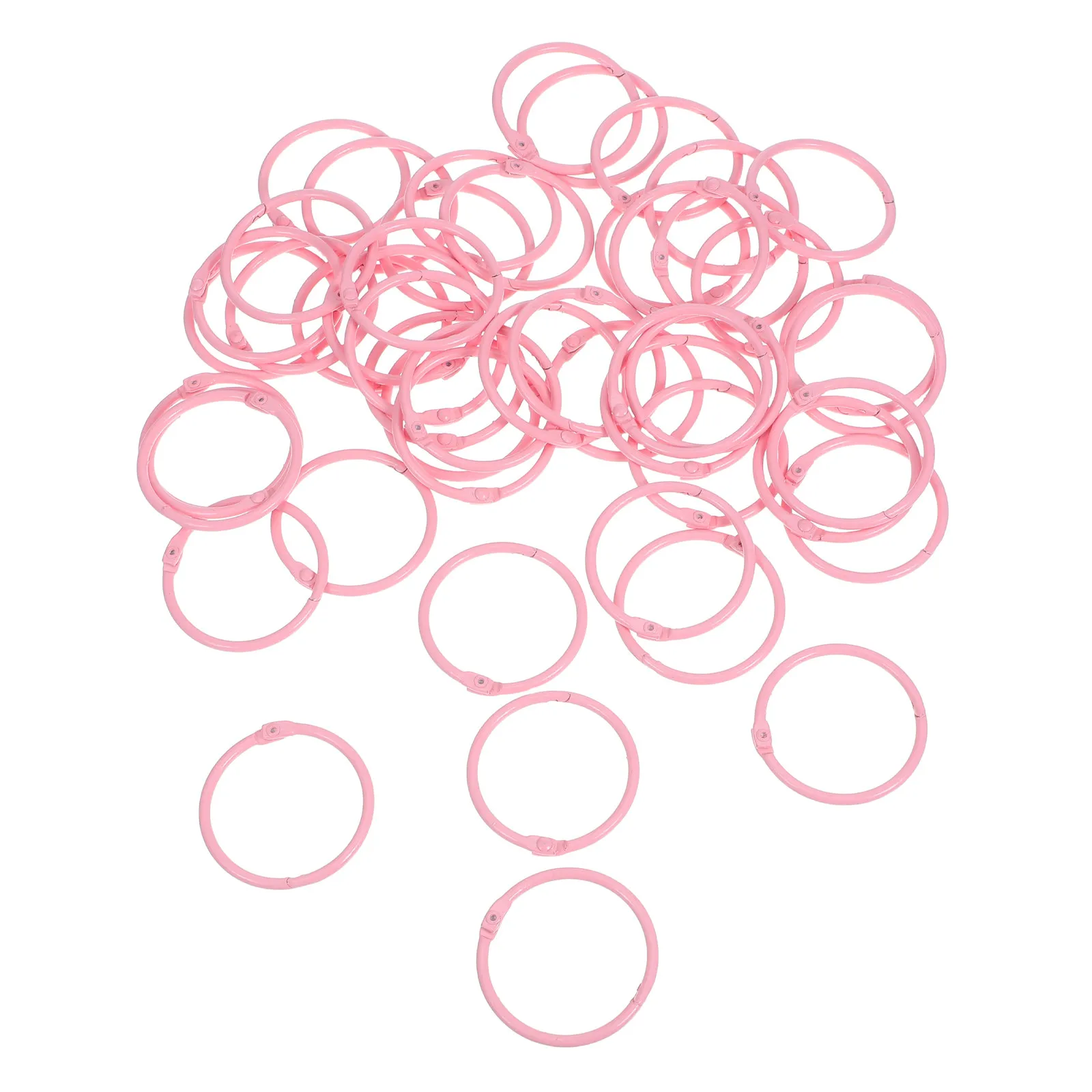 50pcs-loose-leaf-binder-rings-core-metal-flashcards-index-cards-notebook-pink-keychains-school-office-document-organizer