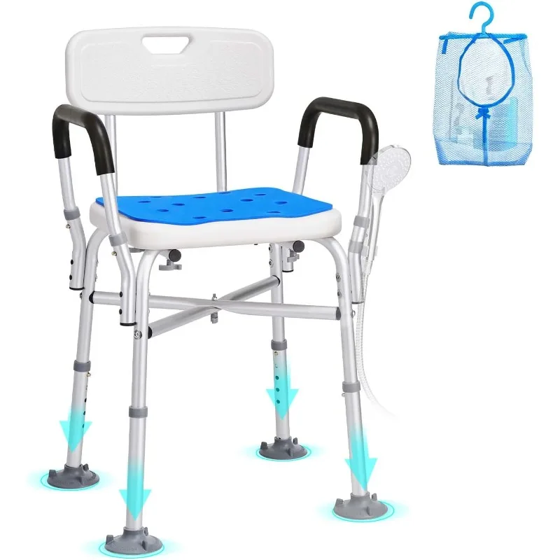 

Shower Chair Seat with Padded Arms and Back, Shower Stool with Reinforced Crossbar, Chair for Inside Bathtub