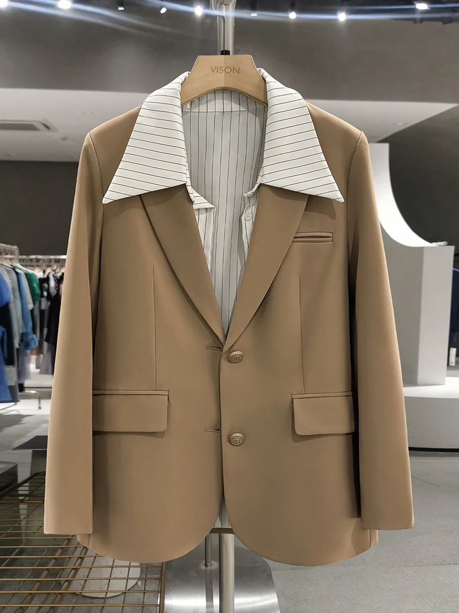 

Женский костюм Browan Briti: повседневный, в стиле ретро, весна-осень, новинка, длинный рукав, на одной пуговице, однотонный