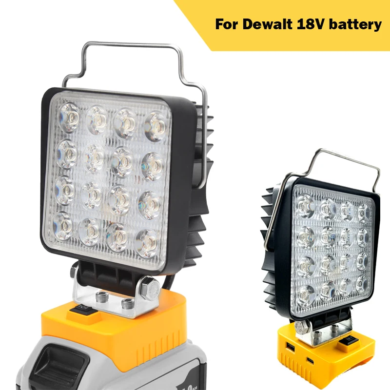 For DeWalt 18V Battery Portable 48W LED Work Light Cordless Work Lamp with 360° Adjustable Base Rechargeable LED Flood Lights