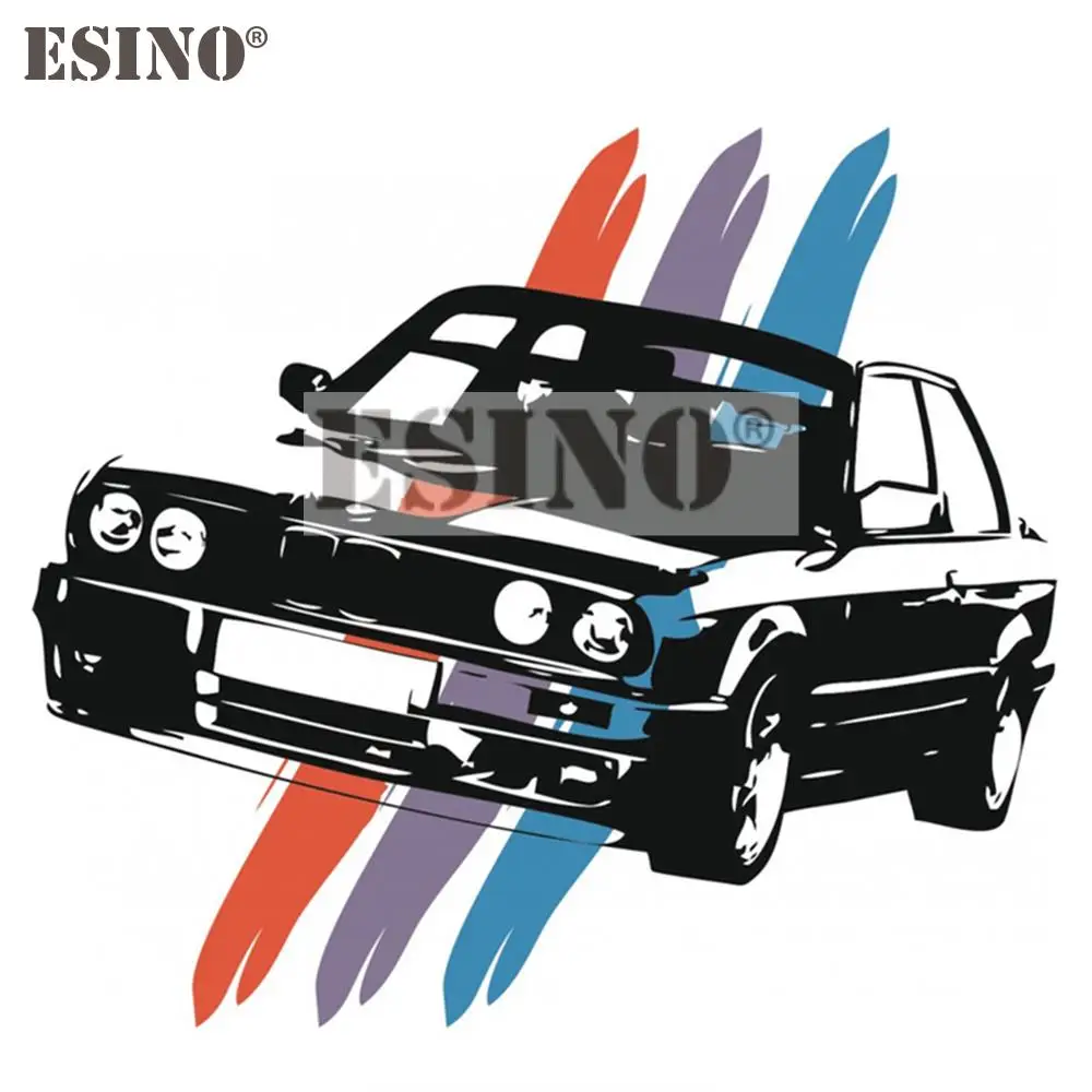 Car Styling Creative Three Color Bar Decal Cartoon PVC  Waterproof Car Body Sticker Pattern Vinyl for BMW M3 E30