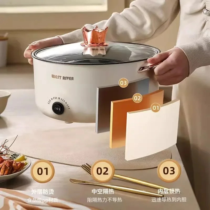 وعاء تسخين كهربائي ألماني أوتوماتيكي 220 فولت، طباخ متعدد غير لاصق، تبخير، قلي، طهي BDW