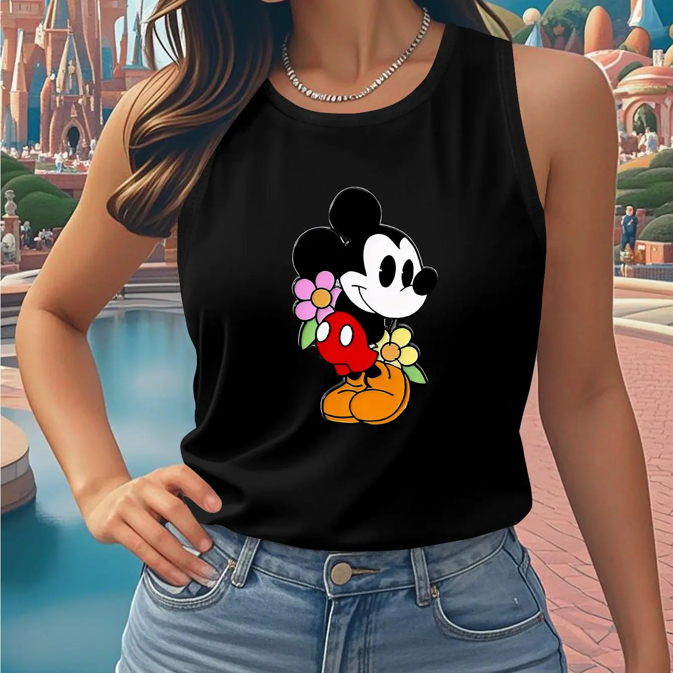 ديزني - سترة ميكي وميني للجلوس على الأرض مطبوعة - سترة يمكن ارتداؤها كطبقة خارجية أو طبقة داخلية