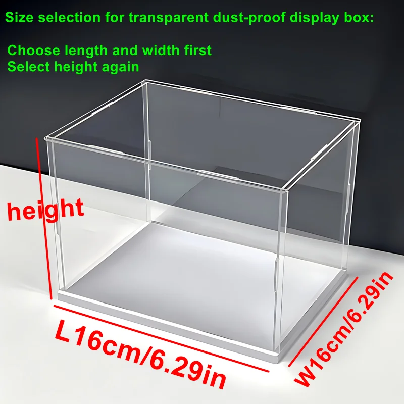 Doorzichtige, zelfmontage acrylvitrine Acryl displaydoos Transparante stofdichte beschermingsvitrine met witte basis