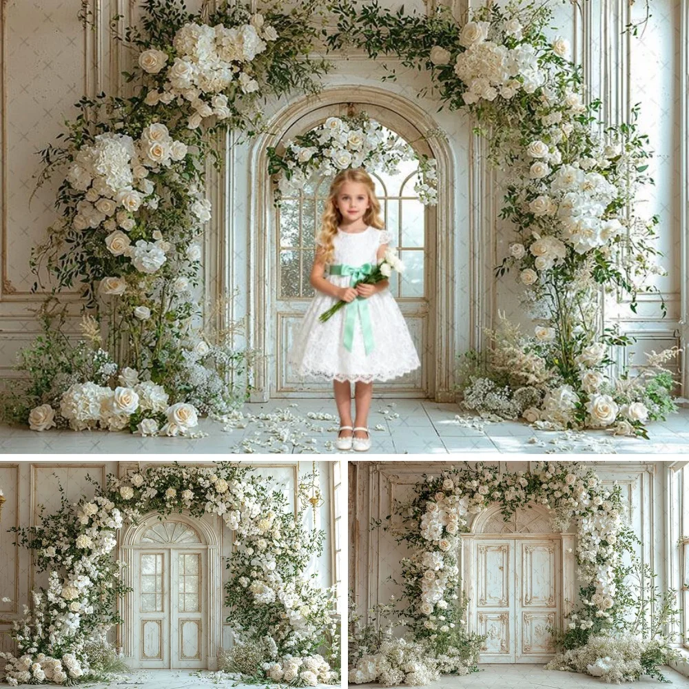 

White Arch Flowers Photography Background Adult Maternity Portrait Props Kid Birthday Party Decor Backdrop Photo Studio Supplies