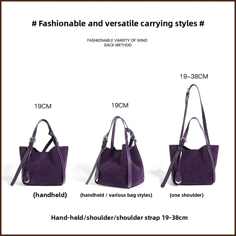 Hot Sale New Frosted Cowhide Handbag For Women Autumn And Winter Simple Fashion Soft Suede Genuine Leather Ladies Bag