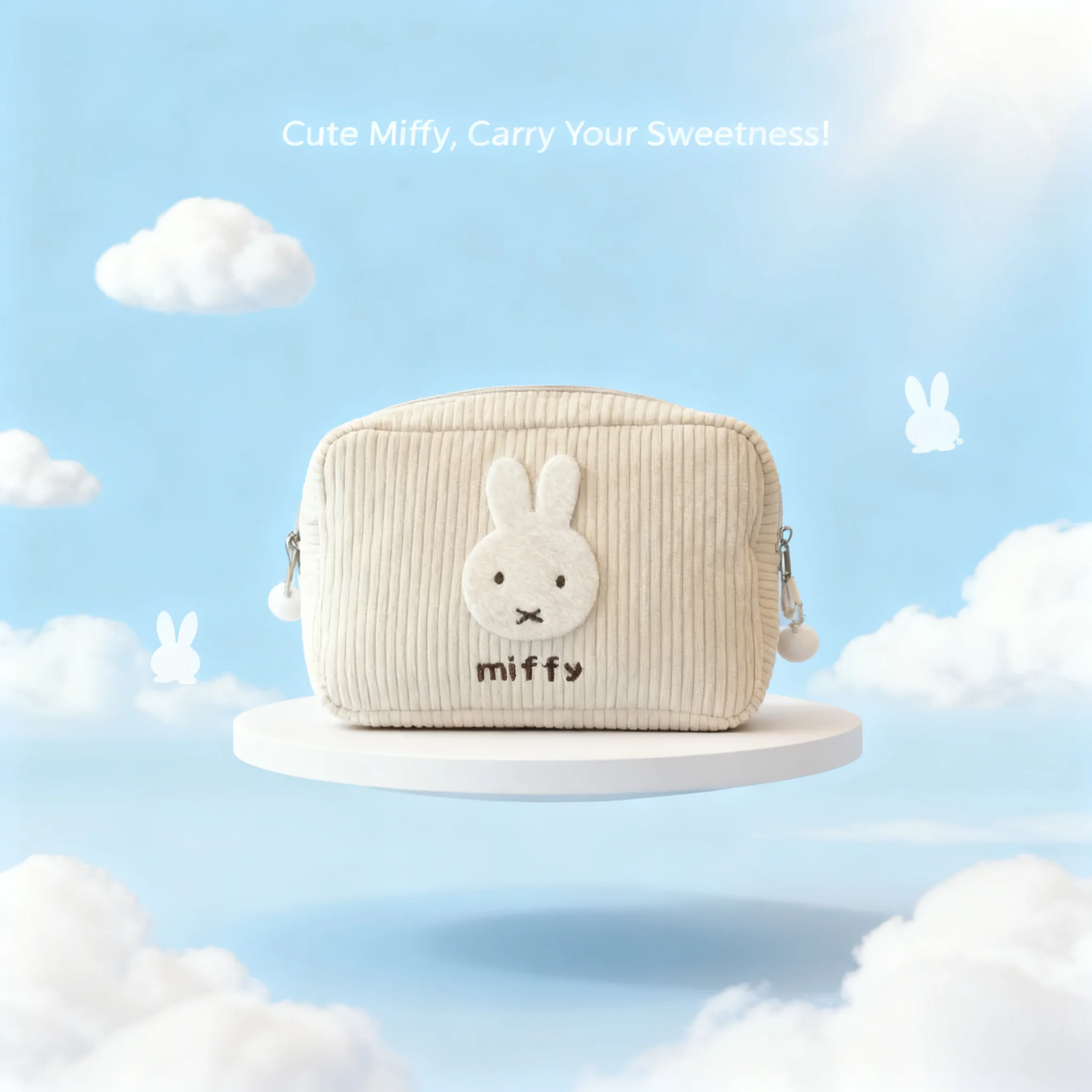 

Miffy Kawaii Corduroy Large-capacity Portable Cosmetic Storage Handbag Coin Purse Pen Bag Gift Toys for Girl
