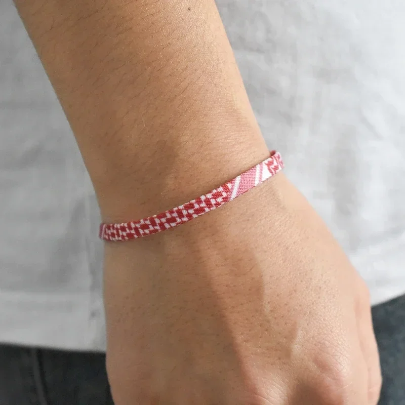 العربية وشاح نمط المنسوجة سوار للنساء الرجال اليدوية العرقية موجة نقطة الملونة أساور مطوية زوجين موضة مجوهرات الصيف