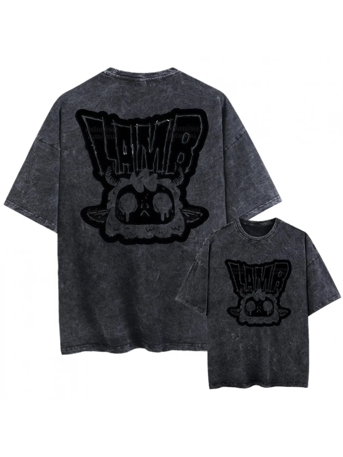 Retro Washed Sheep Head Skull Cartoon 