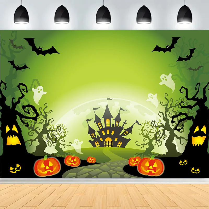 Хэллоуин День Темный Цвинтар Сцена Фото Фоны Замок Крендовище Фестиваль Ужасов Вечеринка Фотостудия Фон KB-01