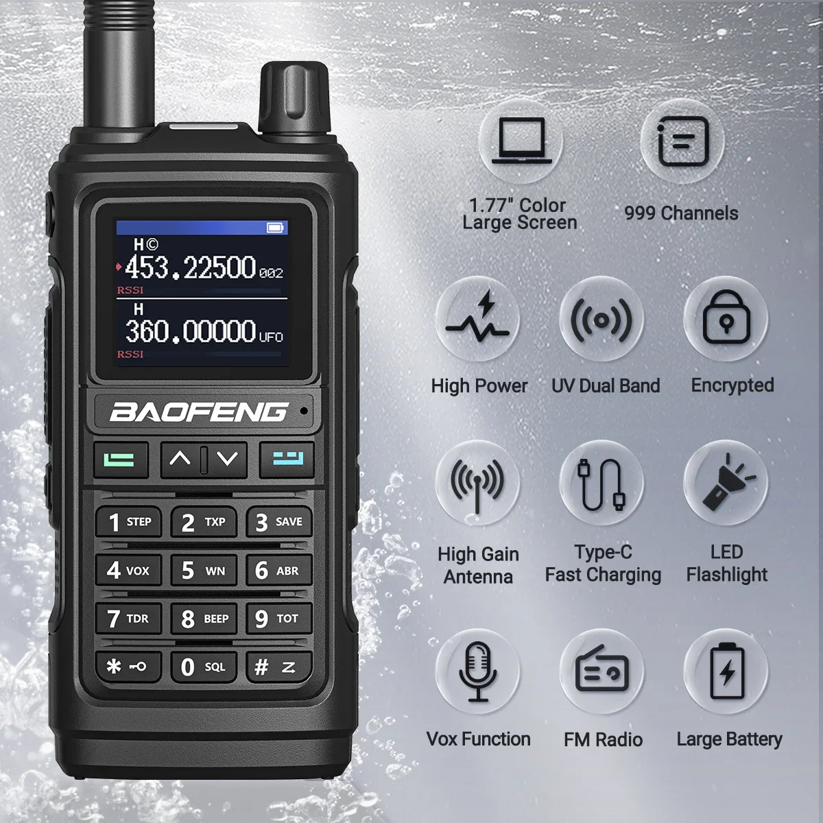 Baofeng UV-17E Airband Walkie-Talkie Drahtlose Kopierfrequenz Langstrecken-Typ-C NOAA AM Tragbares UV-5R Ham-Funkgerät – Detail 20
