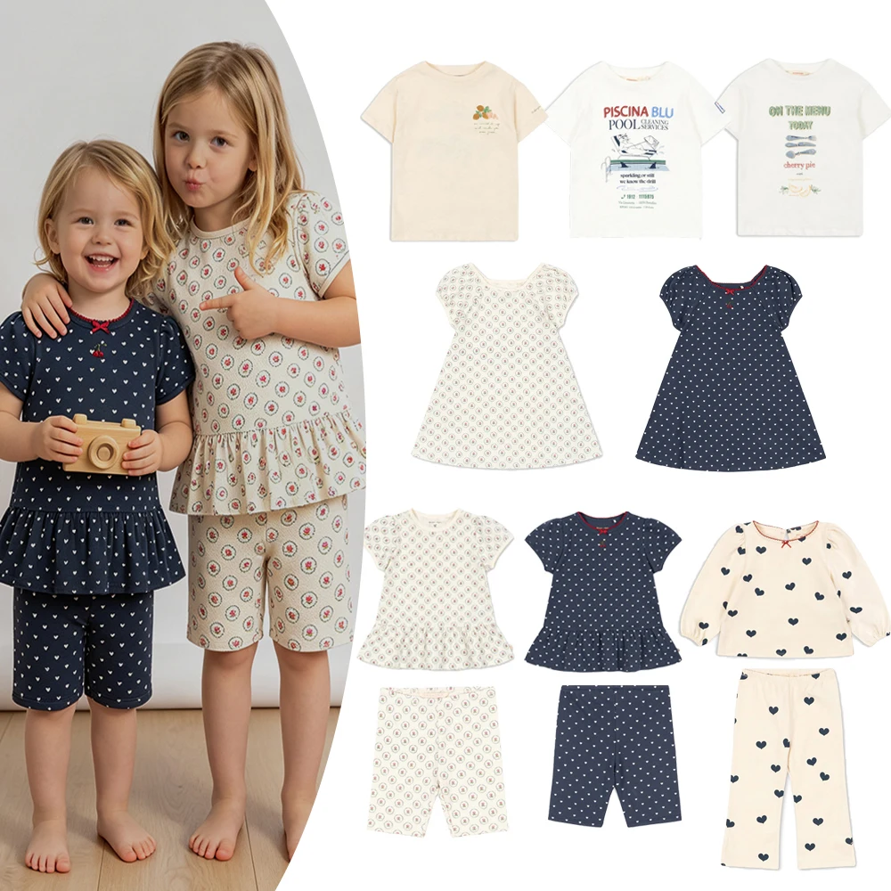Summer 2026 Ks Love Series Kids Clothing Set Cute Lemon Short-Sleeved T-Shirt And Shorts Casual Dress for Girls Children's Wear