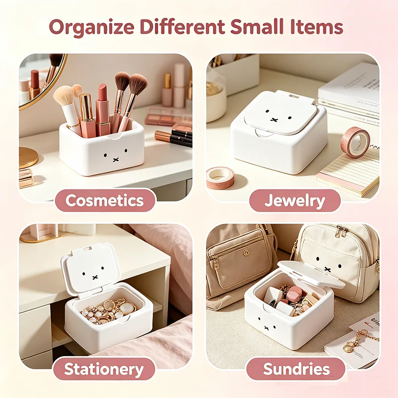 귀여운 토끼 얼굴 디자인 플립탑 수납함 플라스틱 데스크 - Women'S Vanity Accessories 리뷰 및 가격