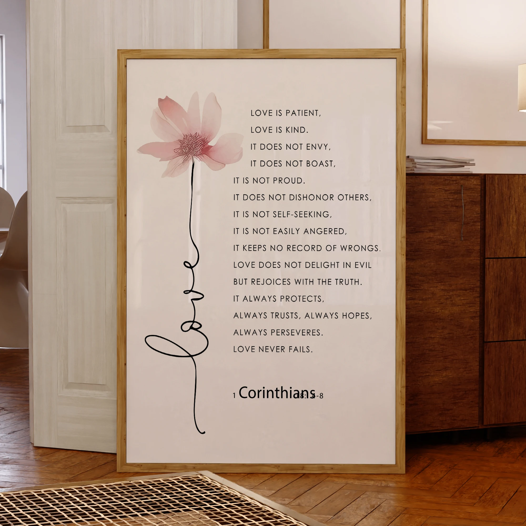 1 Corinthians 13:4-8 Christianity Bible Verse Wall Art Prints Canvas Painting Poster Picture For Living Room Home Decor