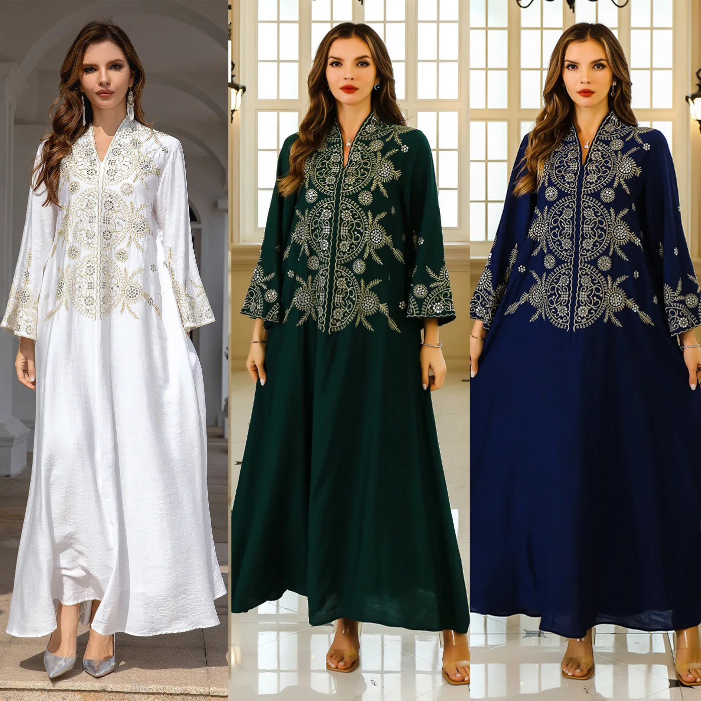 

Muslim women's robes, Middle East Dubai clothing abaya embroidered robes, evening dresses, slim and thin, elegant temperament, n