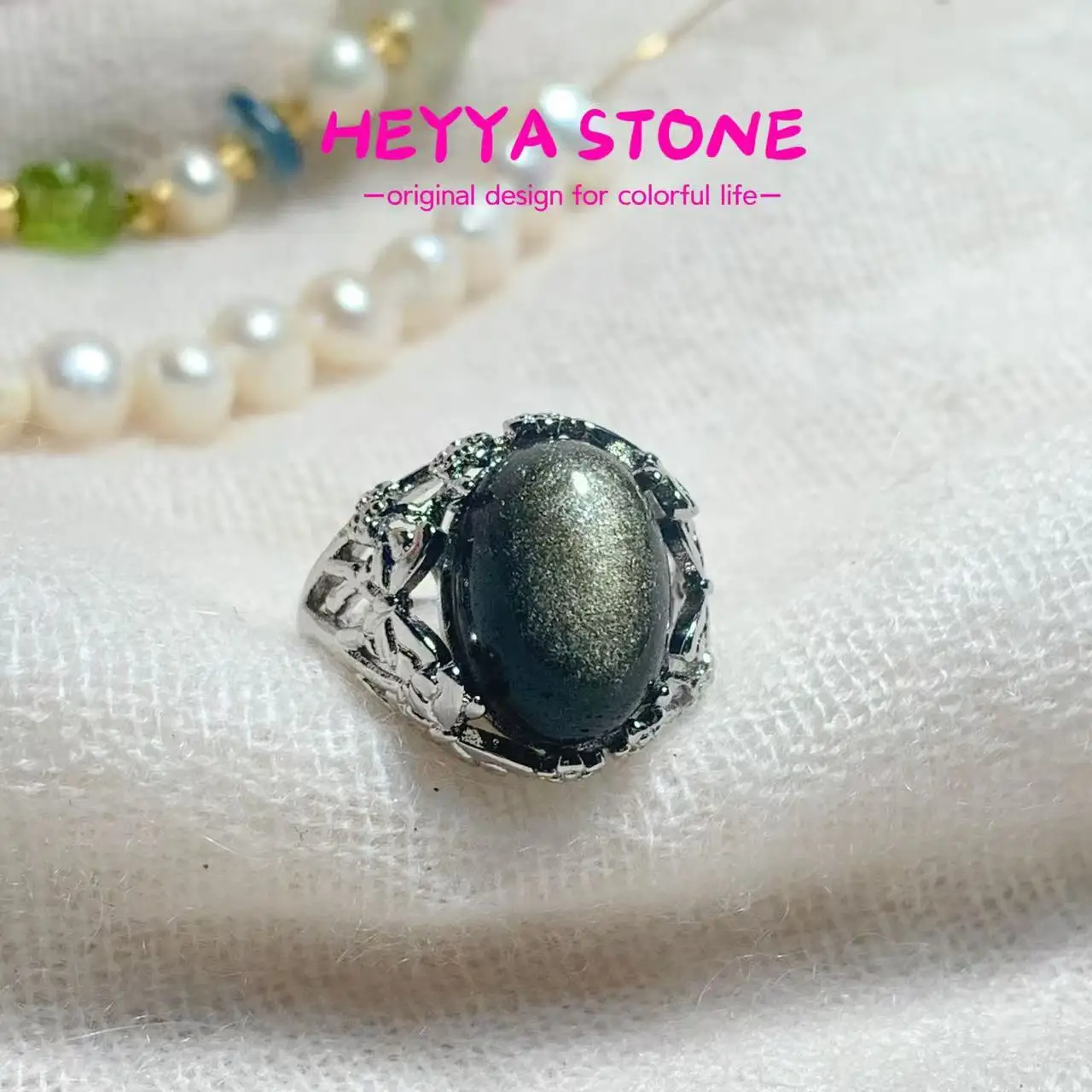 

Кольцо из натурального обсидиана, регулируемое женское классическое кольцо, ювелирные изделия для женщин, подарок, оптовая продажа, высокое качество, винтажное изысканное