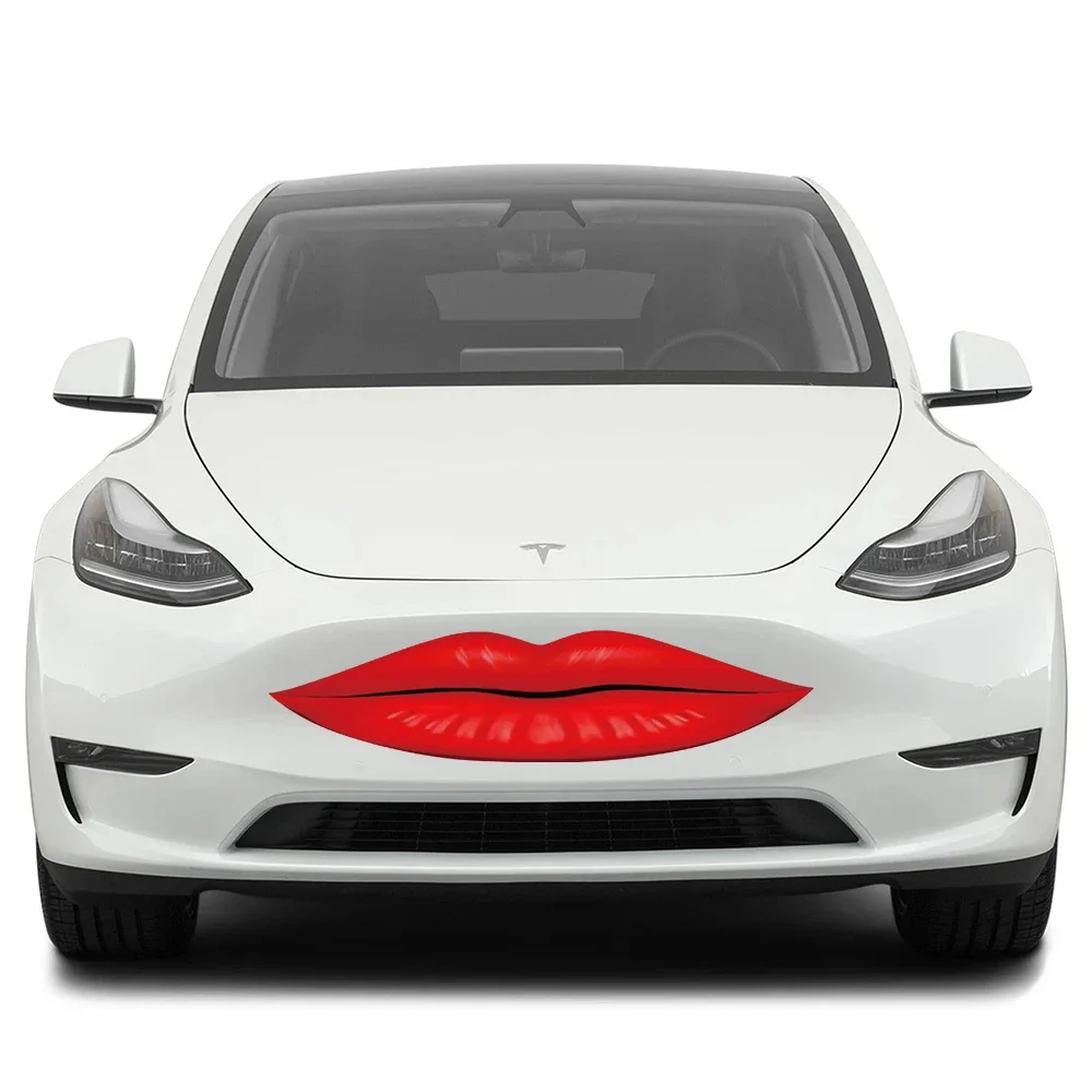 

For Tesla Model 3 X Y S Custom Front Bumper Sticker Shark Mouth Sexy Lips Car Waterproof Vinyl Film Auto Exterior Accessories
