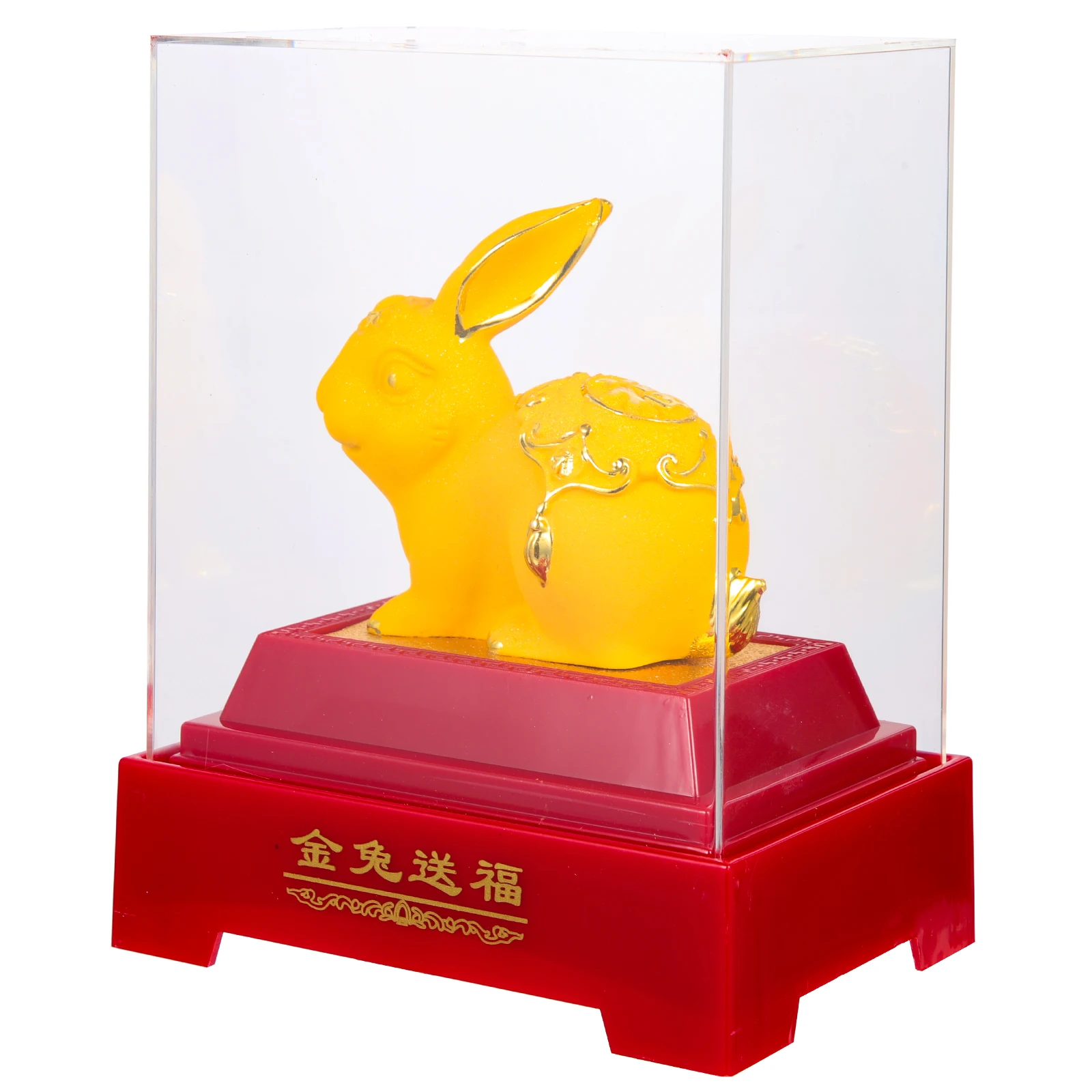 

2023 New Year Gold Desktop Garden Decor Premium Cartoon Bunny Statue For Home Office Micro Landscaping Decoration Zodic Rabbit