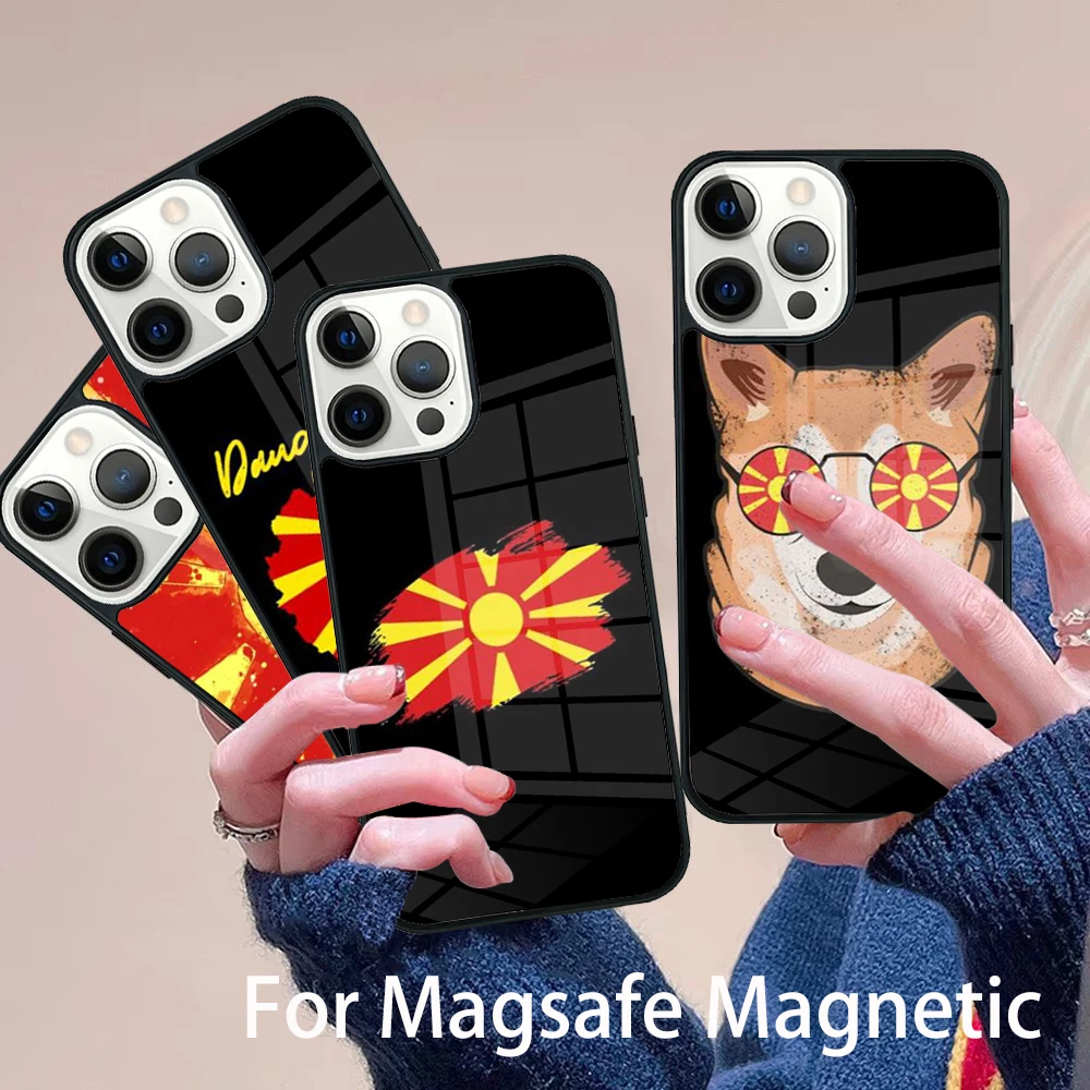 

Macedonia Flag Phone Case Magesafe Magnetic Wireless Charge Cover For IPhone 16 11 12 13 14 15 Pro Max Plus Mini