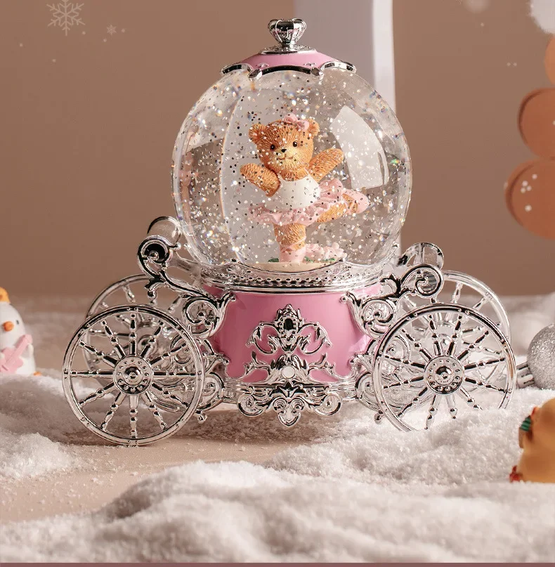 Christmas Gift Rotating Fantasy Crystal Ball Automatic Falling Snow Music Box Ornaments Kidsren Girls Music Box Birthday Gift